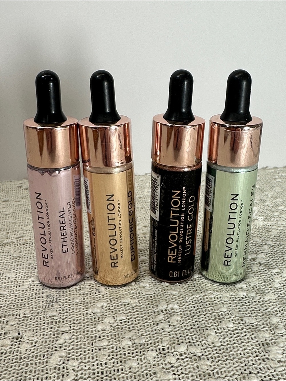 Makeup Revolution Liquid Highlighter LOT Ethereal Euphoric Gold MermaidScales